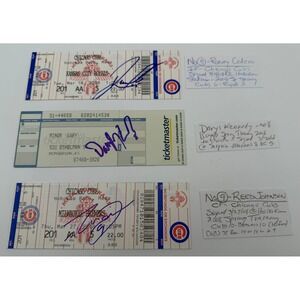 2008 Chicago Cubs Signed Ticket Stubs Ronny Cedeno Reed Johnson Daryl Kennedy